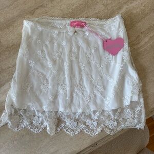 Sugar Thrillz White Lace Mini Skirt